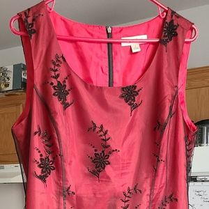 SOLD!! Red Sheath Dress With Black Overlay